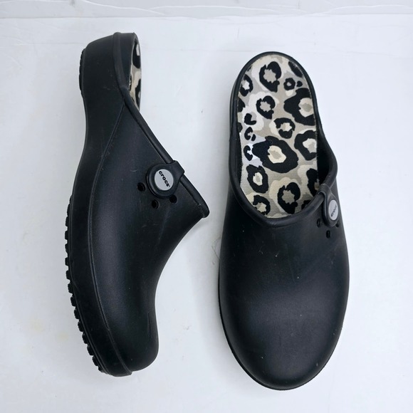 CROCS Shoes - Crocs Tully II Clog Black Leopard Insole Size 10